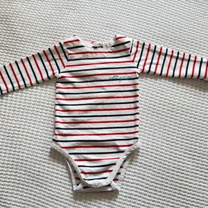 Jacadi Red and Blue Striped Bodysuit One Piece
